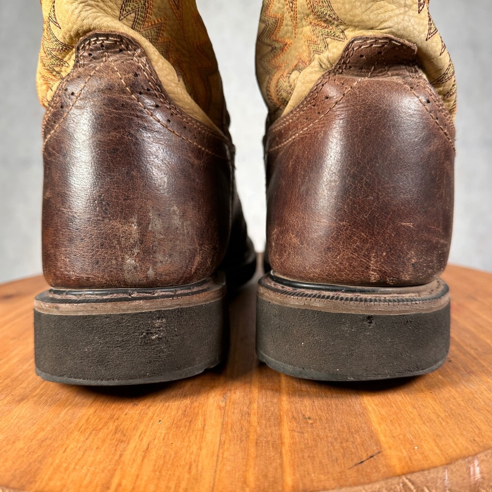 Justin Work Boots Mens 12EE Brown Leather Good WK4660 Western Square Toe - Picture 7 of 13
